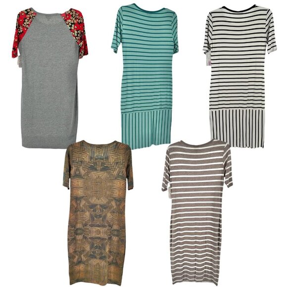 LuLaRoe Retired Julia Bundle of 5 Medium Dresses all NWT Multicolors - Picture 2 of 13